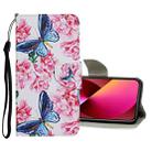 For iPhone 13 Colored Drawing Pattern Flip Leather Case(Dragonfly Flower) - 1