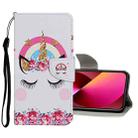 For iPhone 13 Colored Drawing Pattern Flip Leather Case(Crown Unicorn) - 1