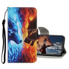 Colored Drawing Pattern Flip Leather Case For iPhone 13 Pro(Flame Wolf) - 1