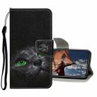 For iPhone 13 Pro Colored Drawing Pattern Flip Leather Case (Black Cat) - 1