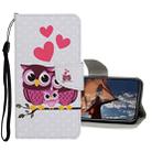 For iPhone 13 Pro Colored Drawing Pattern Flip Leather Case (Owl Family) - 1