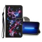 Colored Drawing Pattern Flip Leather Case For iPhone 13 Pro Max(Fluorescent Butterfly) - 1