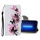 For iPhone 13 Pro Max Colored Drawing Pattern Flip Leather Case (Four Butterflies) - 1