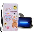 For iPhone 13 Pro Max Colored Drawing Pattern Flip Leather Case (Smiley Bear) - 1