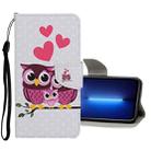 For iPhone 13 Pro Max Colored Drawing Pattern Flip Leather Case (Owl Family) - 1