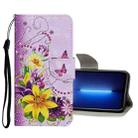 For iPhone 13 Pro Max Colored Drawing Pattern Flip Leather Case (Yellow Flower Butterfly) - 1