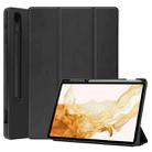 For Samsung Galaxy Tab S8+ Three-folding Holder TPU Smart Leather Tablet Case(Black) - 1
