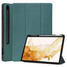 For Samsung Galaxy Tab S8+ Three-folding Holder TPU Smart Leather Tablet Case(Green) - 1