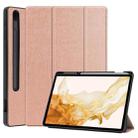 For Samsung Galaxy Tab S8+ Three-folding Holder TPU Smart Leather Tablet Case(Rose Gold) - 1