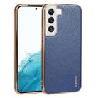 For Samsung Galaxy S22 5G SULADA Shockproof TPU + Handmade Leather Phone Case(Blue) - 1