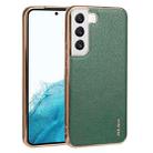 For Samsung Galaxy S22 5G SULADA Shockproof TPU + Handmade Leather Phone Case(Green) - 1