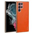For Samsung Galaxy S22 Ultra 5G SULADA Shockproof TPU + Handmade Leather Phone Case(Orange) - 1
