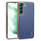 For Samsung Galaxy S22+ 5G SULADA Shockproof TPU + Handmade Leather Phone Case(Blue) - 1