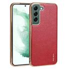 For Samsung Galaxy S22+ 5G SULADA Shockproof TPU + Handmade Leather Phone Case(Red) - 1