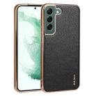 For Samsung Galaxy S22+ 5G SULADA Shockproof TPU + Handmade Leather Phone Case(Black) - 1