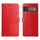 For Google Pixel 6 Y Stitching Horizontal Flip Leather Phone Case(Red) - 1
