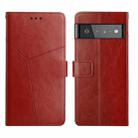 For Google Pixel 6 Y Stitching Horizontal Flip Leather Phone Case(Brown) - 1