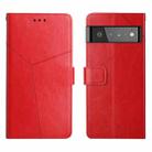 For Google Pixel 6 Pro Y Stitching Horizontal Flip Leather Phone Case(Red) - 1
