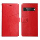 For Google Pixel 7 Y Stitching Horizontal Flip Leather Phone Case(Red) - 1