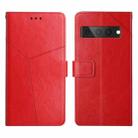 For Google Pixel 7 Pro Y Stitching Horizontal Flip Leather Phone Case(Red) - 1