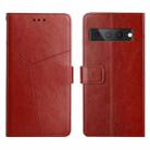 For Google Pixel 7 Pro Y Stitching Horizontal Flip Leather Phone Case(Brown) - 1