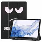 For Samsung Galaxy Tab S8 Three-folding Holder Painted TPU Smart Leather Tablet Case(Big Eye) - 1