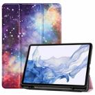 For Samsung Galaxy Tab S8 Three-folding Holder Painted TPU Smart Leather Tablet Case(Galaxy Nebula) - 1