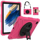 For Samsung Galaxy Tab A8 10.5 2021 Rotary Grab Silicone + PC Tablet Case(Rose Red) - 1
