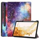 For Samsung Galaxy Tab S8+ Three-folding Holder Painted TPU Smart Leather Tablet Case(Galaxy Nebula) - 1