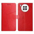 For Huawei nova 8i Y Stitching Horizontal Flip Leather Phone Case(Red) - 1