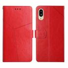 For Sharp Aquos / Simple Sumaho 6 Y Stitching Horizontal Flip Leather Phone Case(Red) - 1