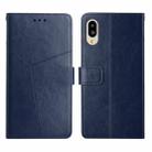 For Sharp Aquos / Simple Sumaho 6 Y Stitching Horizontal Flip Leather Phone Case(Blue) - 1