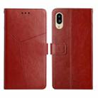 For Sharp Aquos / Simple Sumaho 6 Y Stitching Horizontal Flip Leather Phone Case(Brown) - 1