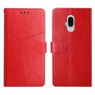 For Fujitsu Arrows F-52B Y Stitching Horizontal Flip Leather Phone Case(Red) - 1