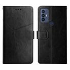 For Sharp Aquos V6 / V6 Plus Y Stitching Horizontal Flip Leather Phone Case(Black) - 1