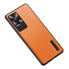 For Xiaomi Redmi K50 / K50 Pro Folding Holder Plain Leather Phone Case(Orange) - 1