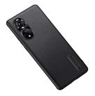 For Honor 50 / Huawei nova 9 Folding Holder Plain Leather Phone Case(Black) - 1