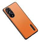 For Honor 50 Pro / Huawei nova 9 Pro Folding Holder Plain Leather Phone Case(Orange) - 1