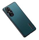 For Honor 50 Pro / Huawei nova 9 Pro Folding Holder Plain Leather Phone Case(Lake Green) - 1
