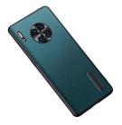 For Huawei Mate 30 Pro Folding Holder Plain Leather Phone Case(Lake Green) - 1