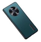 For Huawei Mate 40 Pro Folding Holder Plain Leather Phone Case(Lake Green) - 1