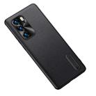 For Huawei P40 Folding Holder Plain Leather Phone Case(Black) - 1