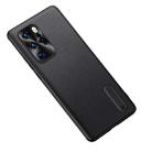 For Huawei P40 Pro Folding Holder Plain Leather Phone Case(Black) - 1