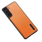 For Samsung Galaxy S22 5G Folding Holder Plain Leather Phone Case(Orange) - 1