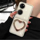 For Huawei P50 Pocket Diamond Heart Holder Phone Case(White) - 1