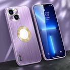 For iPhone 13 Brushed Texture Metal + Silicone Phone Case(Light Purple) - 1