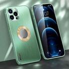 For iPhone 13 Pro Brushed Texture Metal + Silicone Phone Case (Matcha Green) - 1