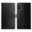 For Xiaomi Poco M3 / Redmi 9T Y Stitching Horizontal Flip Leather Phone Case(Black) - 1