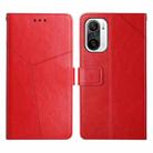 For Xiaomi Redmi K40 / K40 Pro Y Stitching Horizontal Flip Leather Phone Case(Red) - 1