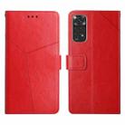 For Xiaomi Redmi Note 11 Global Y Stitching Horizontal Flip Leather Phone Case(Red) - 1